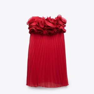 Zara Pleated Ruffle Mini Dress
